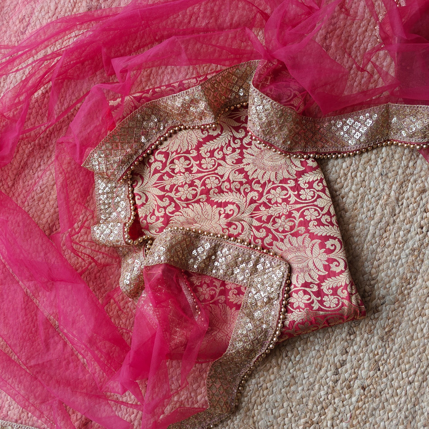 Brocade Kurta Dupatta set - unstitched dress material