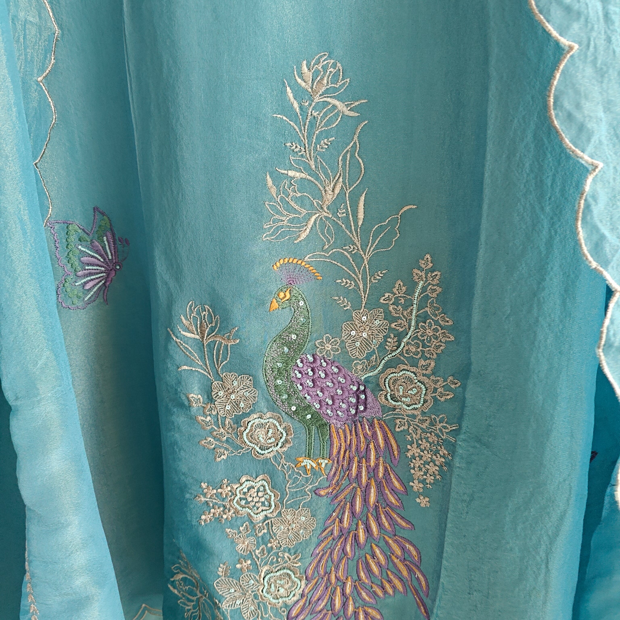 Peacock Motif Shimmer dress material