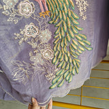 Purple Peacock Motif Shimmer dress material