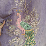 Purple Peacock Motif Shimmer dress material