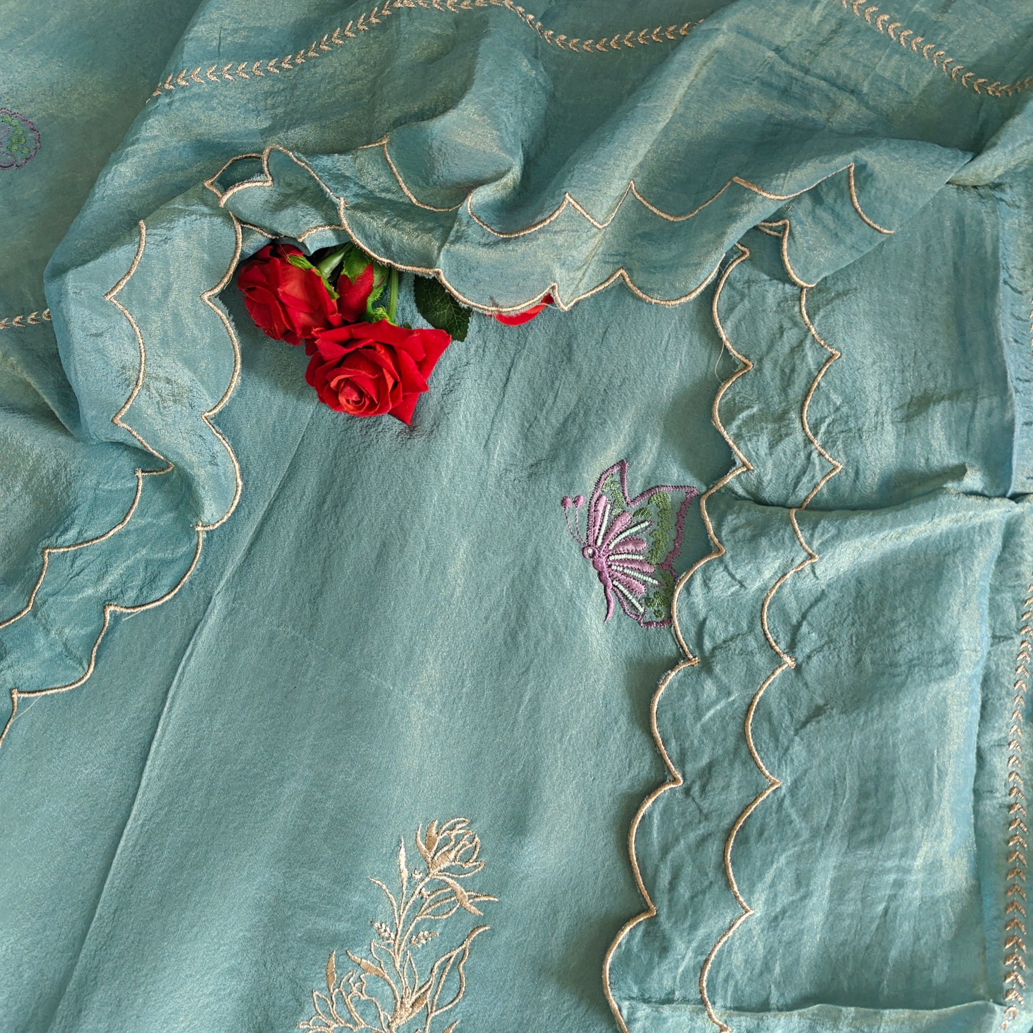 Peacock Motif Shimmer dress material