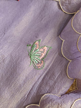 Purple Peacock Motif Shimmer dress material