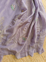 Purple Peacock Motif Shimmer dress material