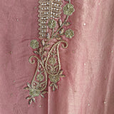 Onion Pink Tissue Kurta with Organza Designer Dupatta Unstitched suit set.