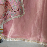 Onion Pink Tissue Kurta with Organza Designer Dupatta Unstitched suit set.