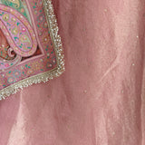 Onion Pink Tissue Kurta with Organza Designer Dupatta Unstitched suit set.