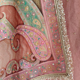 Onion Pink Tissue Kurta with Organza Designer Dupatta Unstitched suit set.