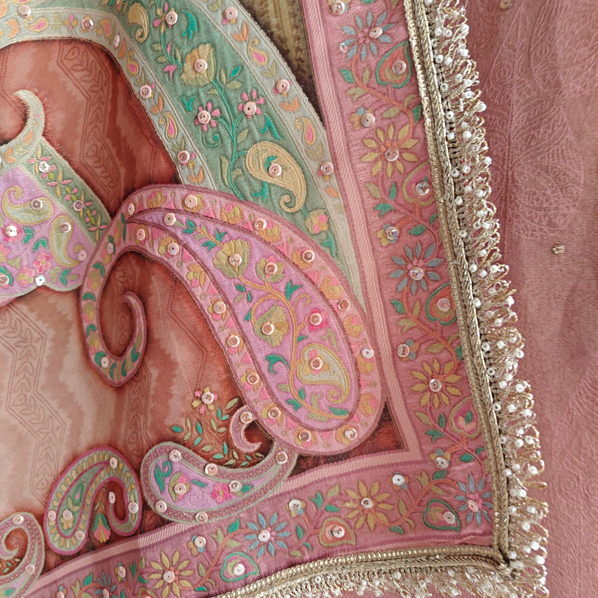 Onion Pink Tissue Kurta with Organza Designer Dupatta Unstitched suit set.