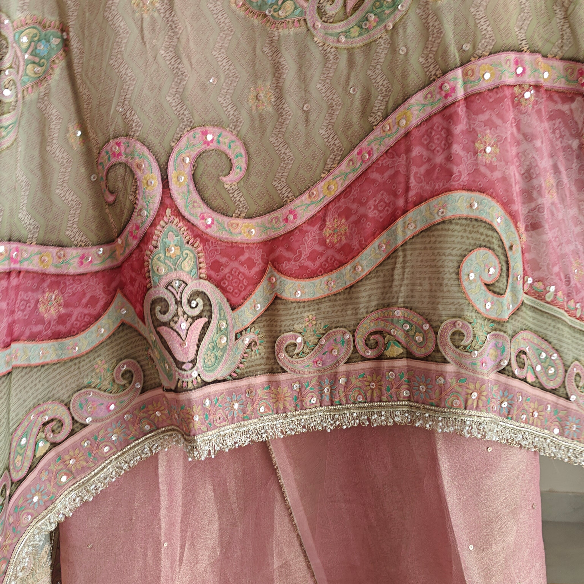 Onion Pink Tissue Kurta with Organza Designer Dupatta Unstitched suit set.