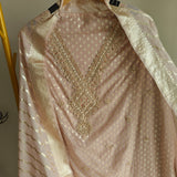 Pure Mul Chanderi with Hand Zardosi and Golden Zari weaving Dress Material