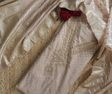 Pure Mul Chanderi with Hand Zardosi and Golden Zari weaving Dress Material