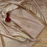 Pure Mul Chanderi with Hand Zardosi and Golden Zari weaving Dress Material