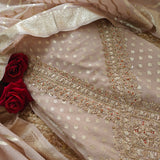 Pure Mul Chanderi with Hand Zardosi and Golden Zari weaving Dress Material