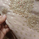 Pure Mul Chanderi with Hand Zardosi and Golden Zari weaving Dress Material