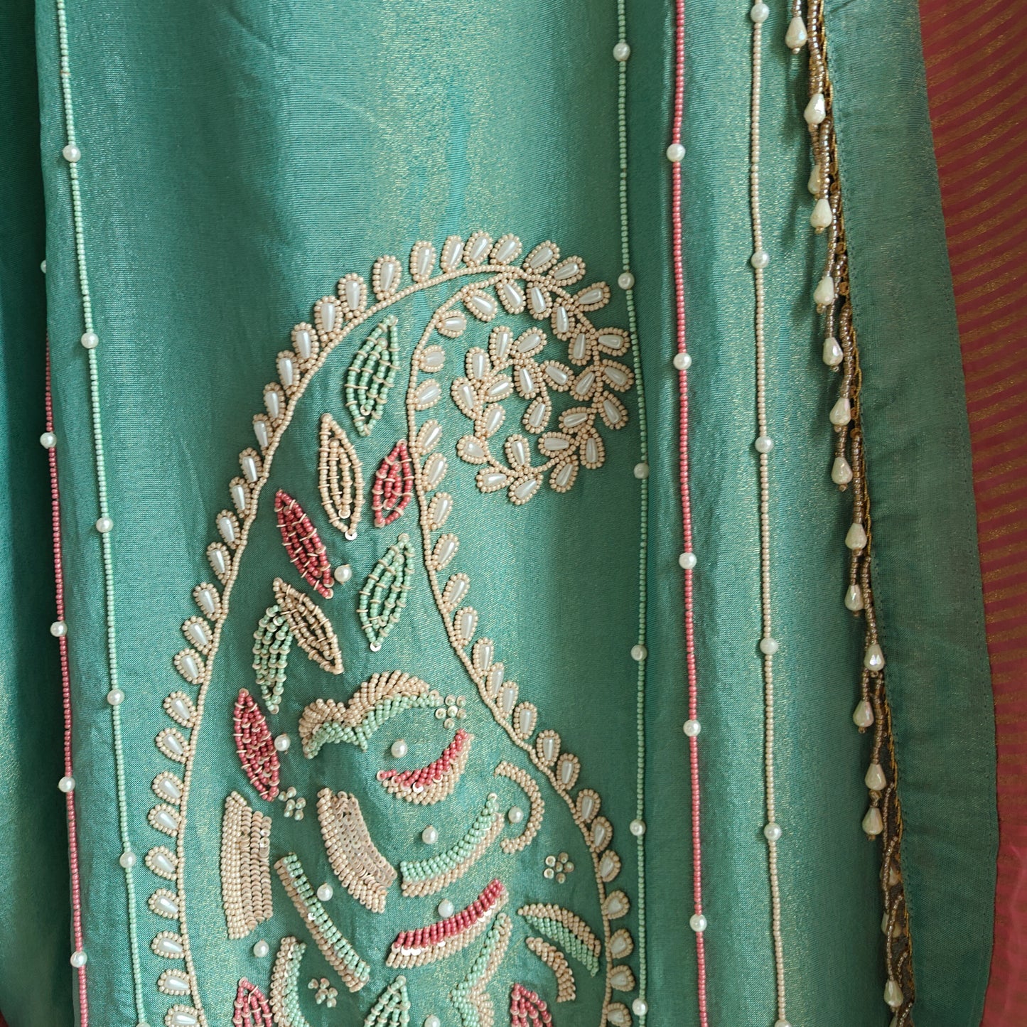 Pearl embroidery Designer Partywear embroidery unstitched suit