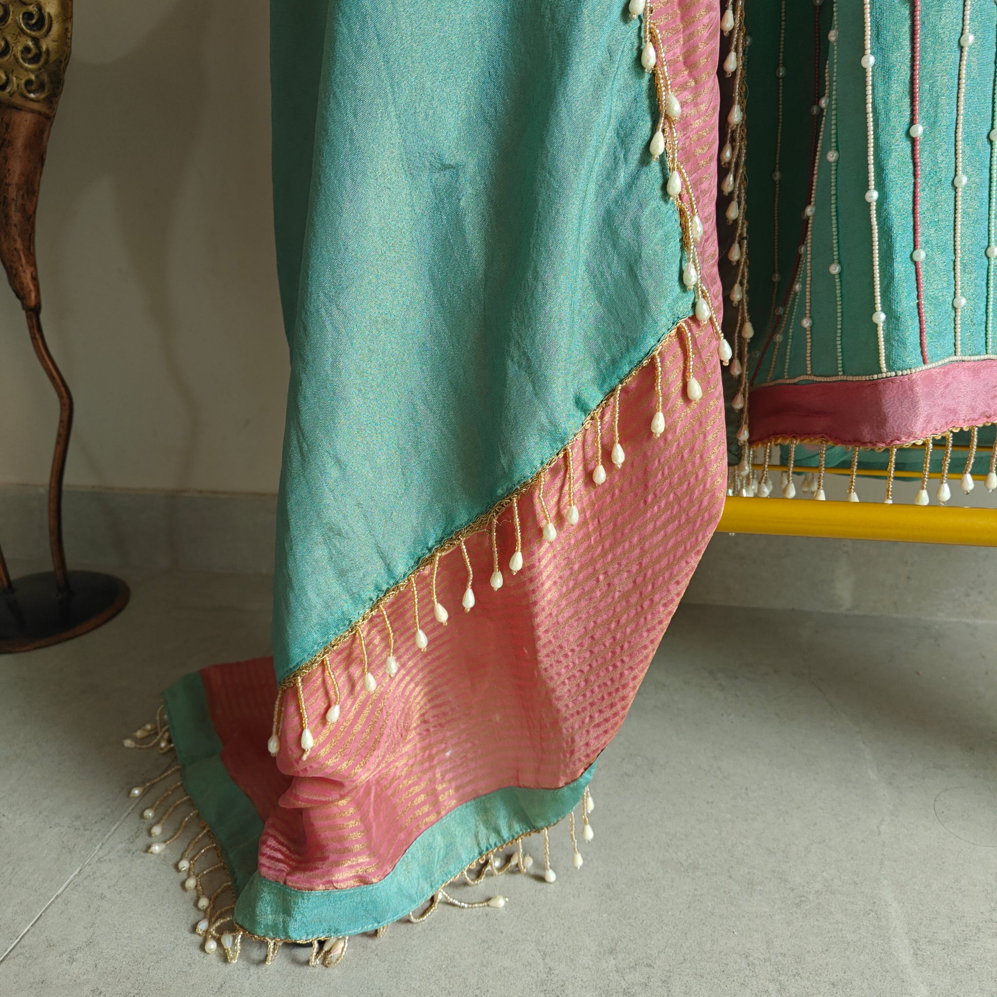 Pearl embroidery Designer Partywear embroidery unstitched suit