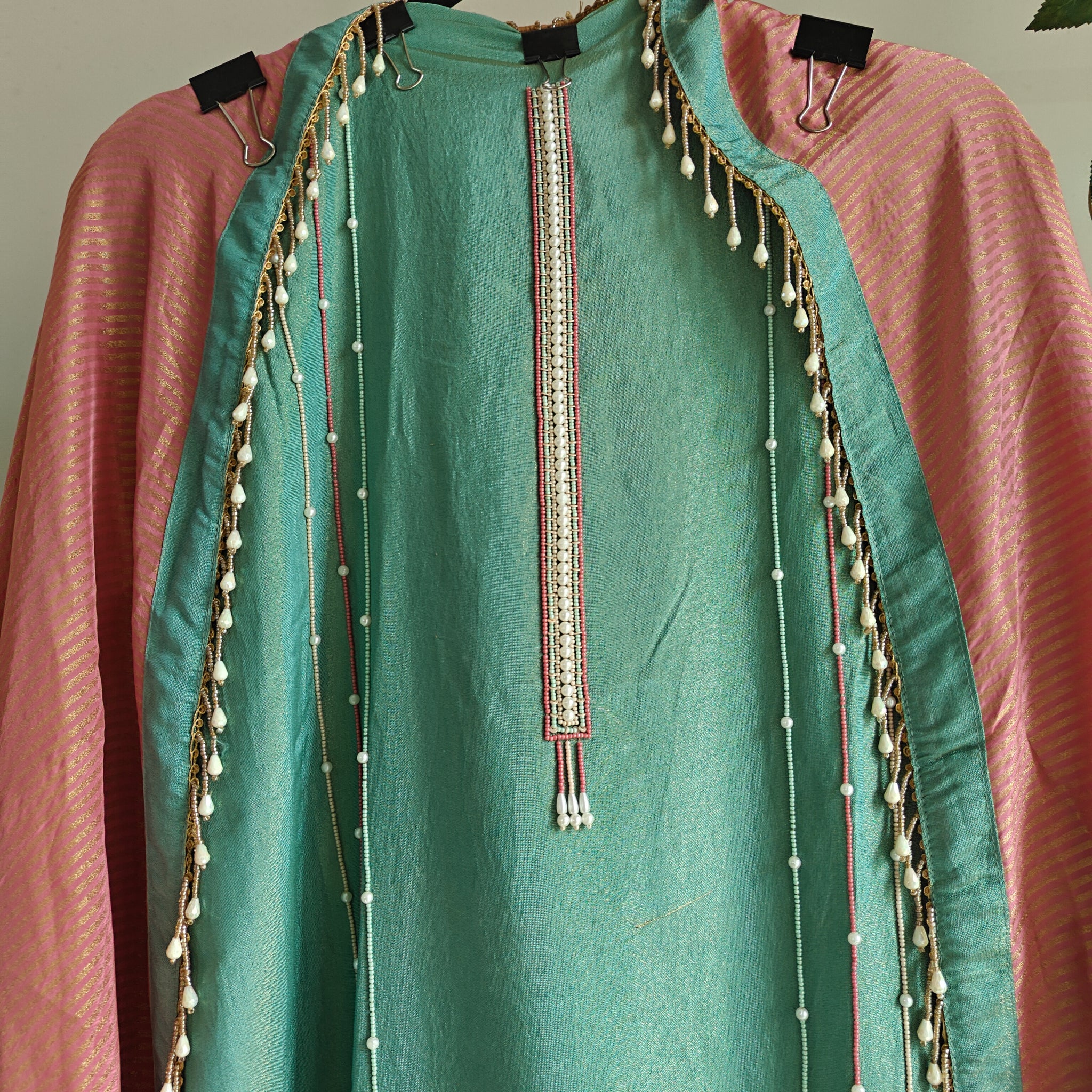 Pearl embroidery Designer Partywear embroidery unstitched suit