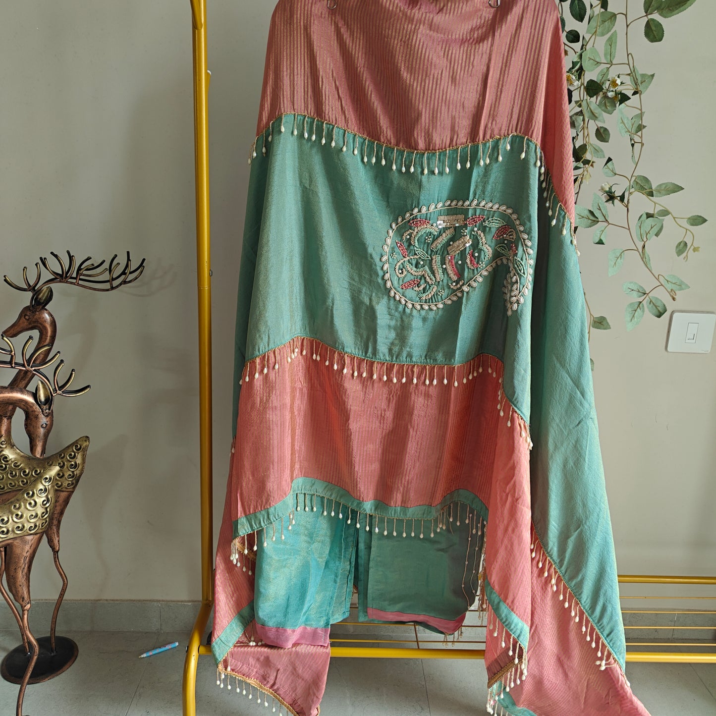 Pearl embroidery Designer Partywear embroidery unstitched suit