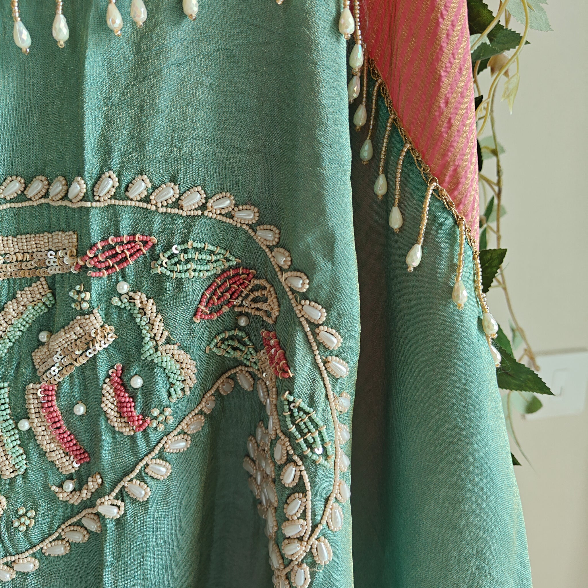 Pearl embroidery Designer Partywear embroidery unstitched suit