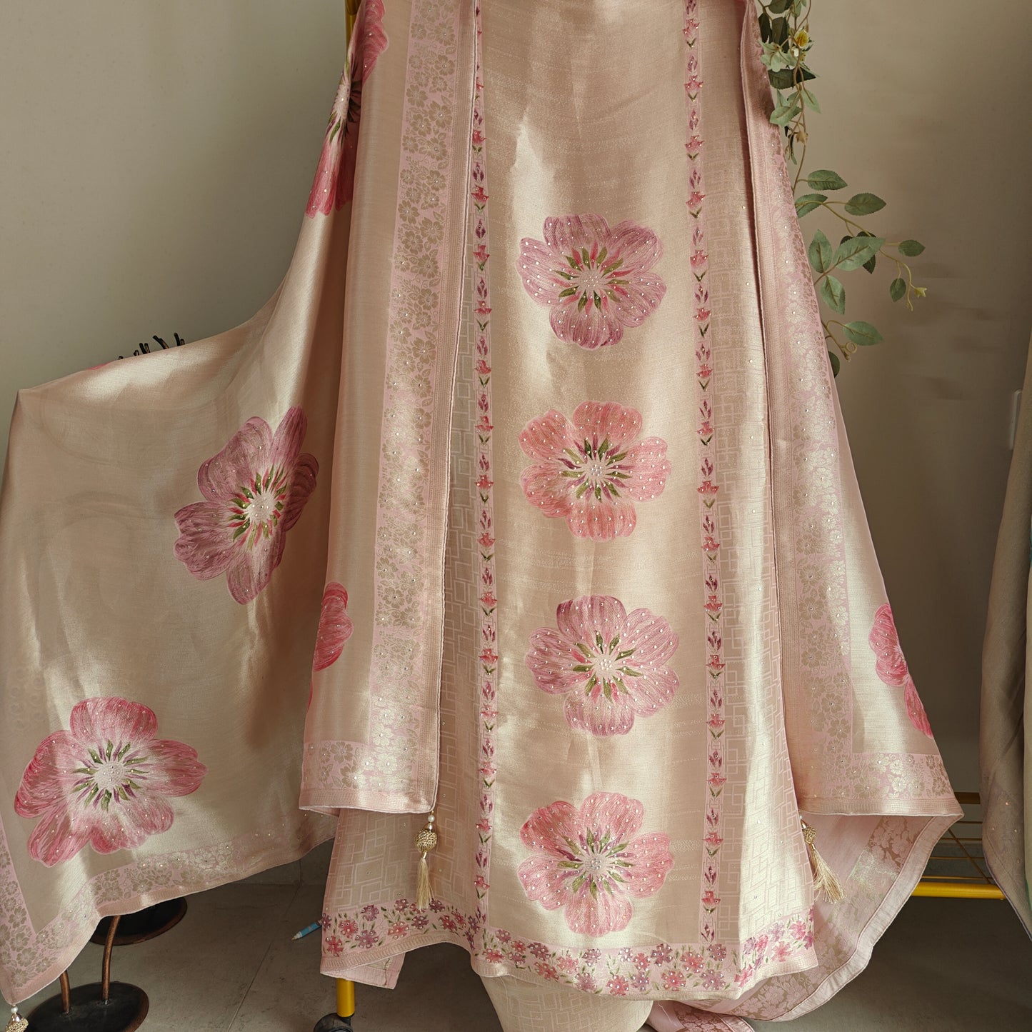 Bhagalpuri Silk in Onion Pink Dress material - Unstitched collections