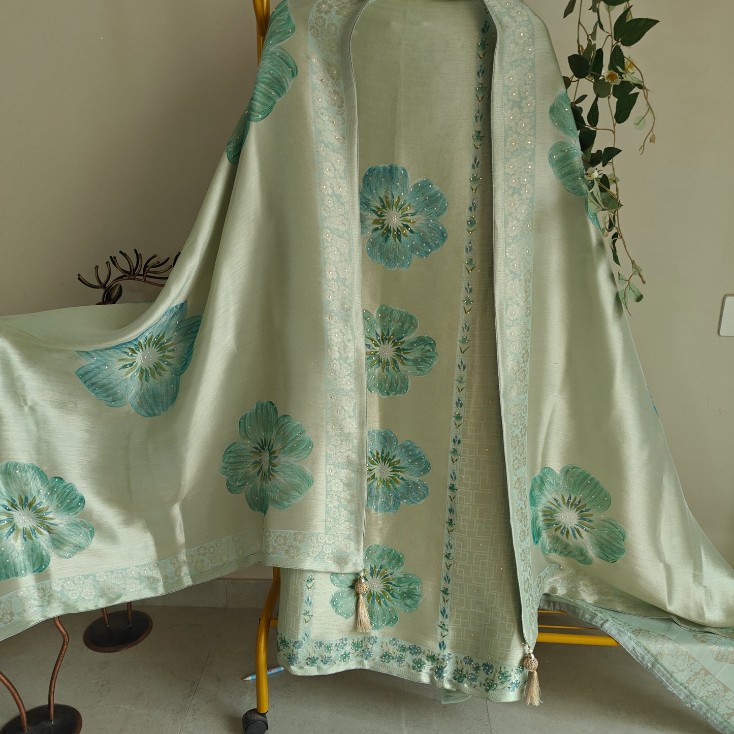 Bhagalpuri Silk in Bluish Dress material - Unstitched collections