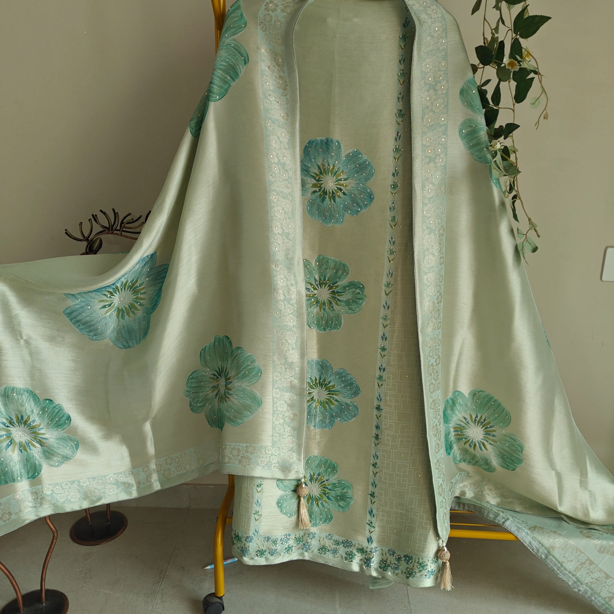 Bhagalpuri Silk in Bluish Dress material - Unstitched collections