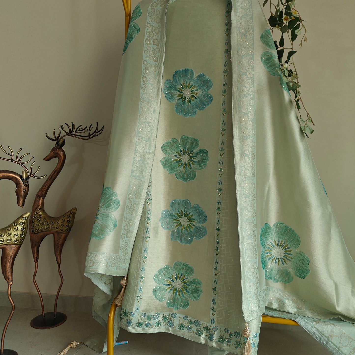 Bhagalpuri Silk in Bluish Dress material - Unstitched collections