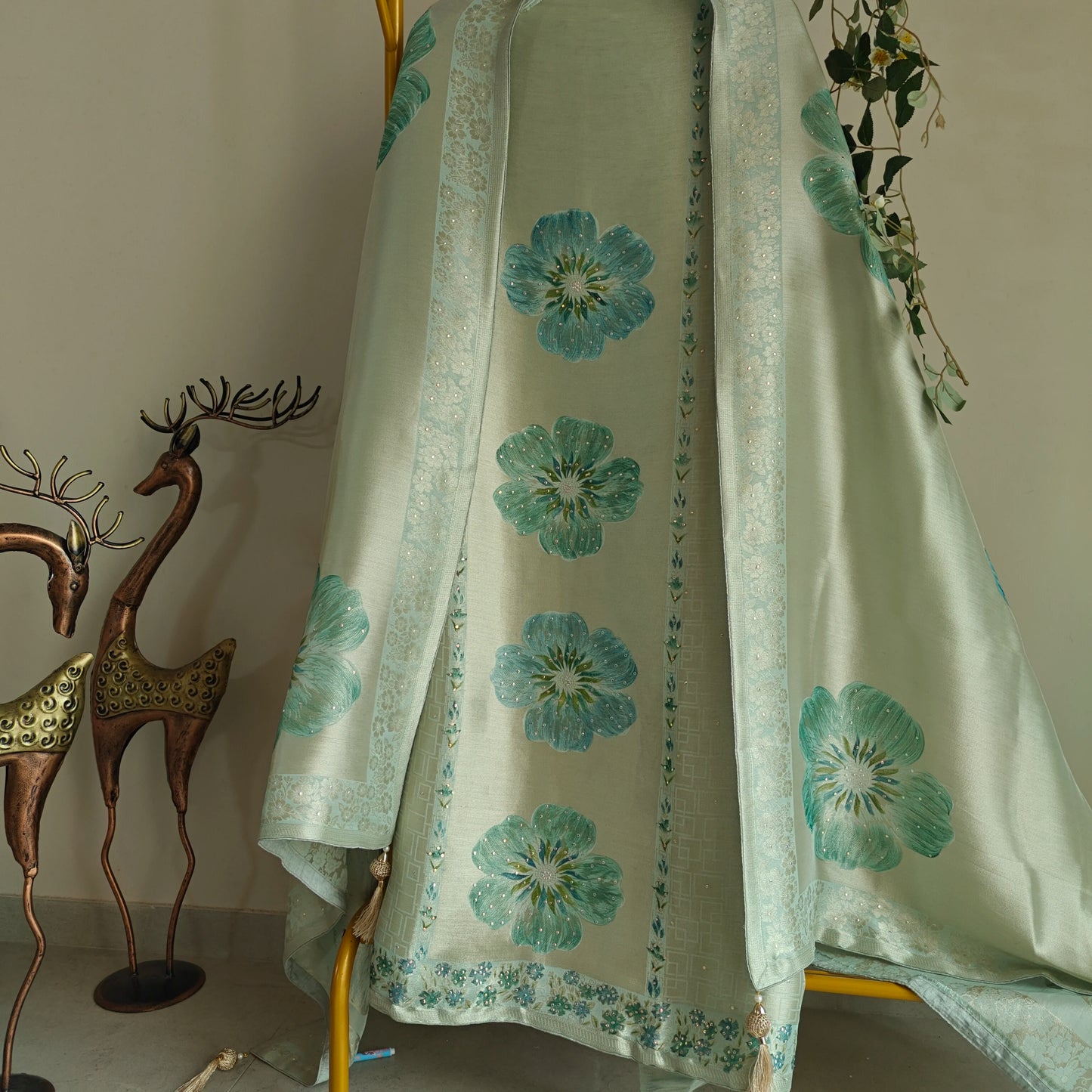 Bhagalpuri Silk in Bluish Dress material - Unstitched collections