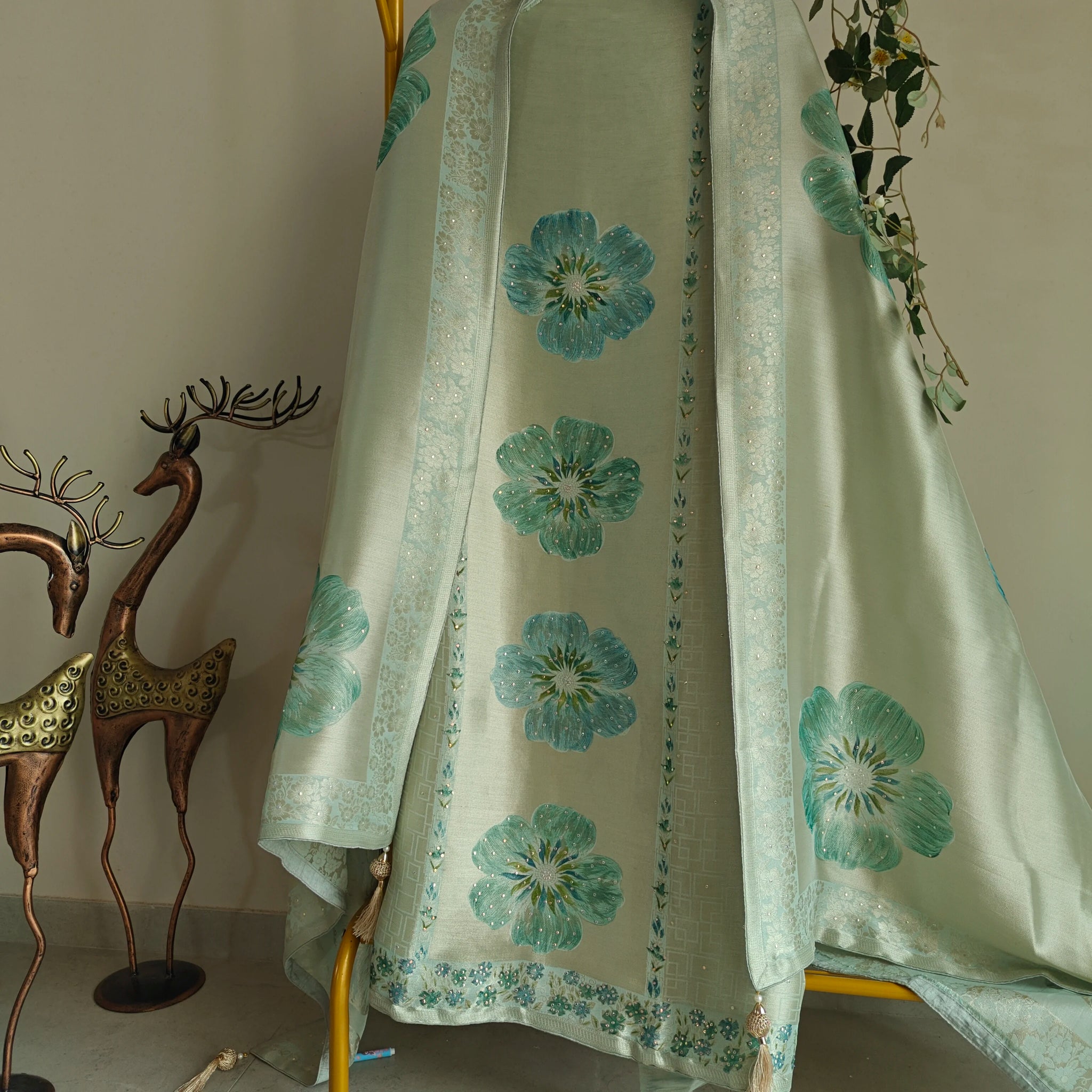 Bhagalpuri Silk in Bluish Dress material - Unstitched collections