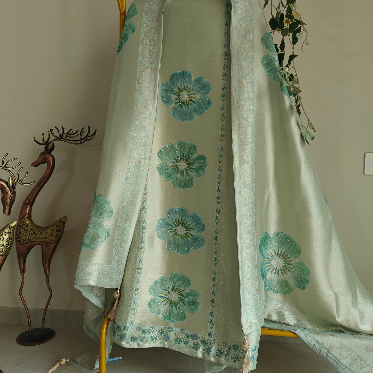 Bhagalpuri Silk in Bluish Dress material - Unstitched collections