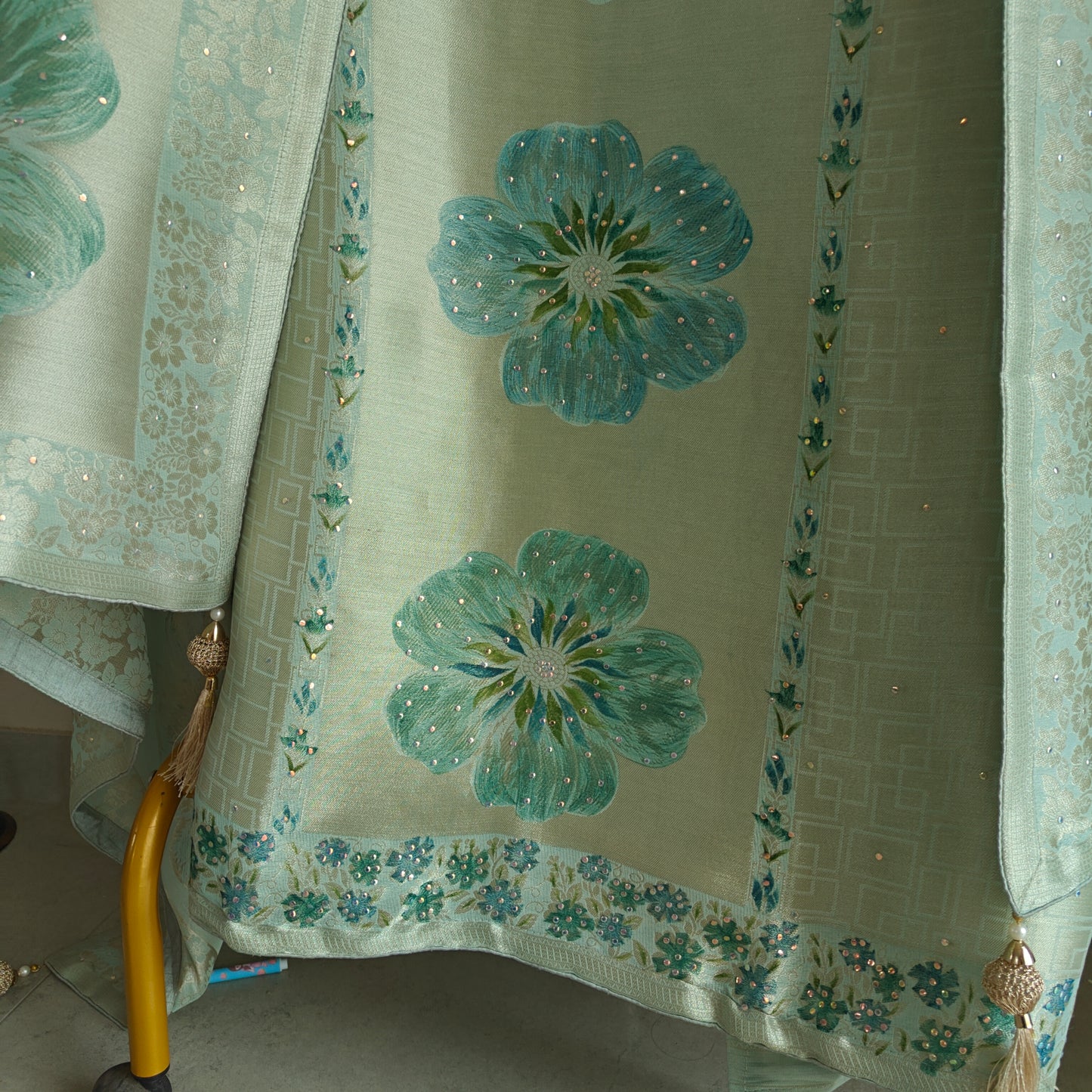 Bhagalpuri Silk in Bluish Dress material - Unstitched collections