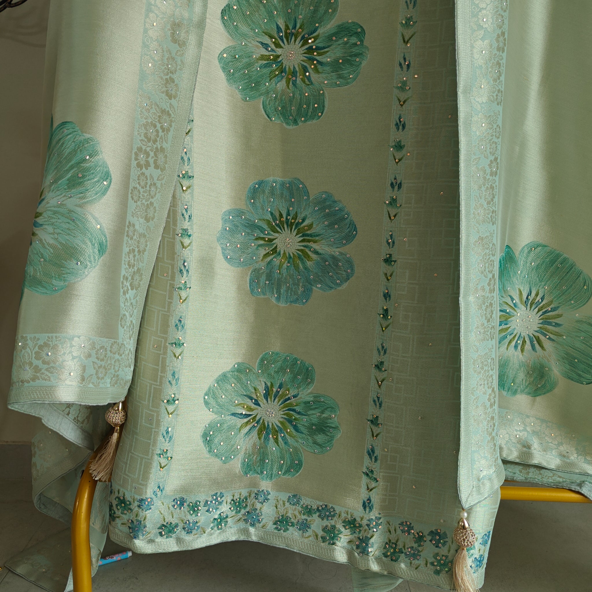 Bhagalpuri Silk in Bluish Dress material - Unstitched collections