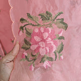 Peachy Pink Organza Cross stitch Embroidered dress material