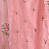 Peachy Pink Organza Cross stitch Embroidered dress material