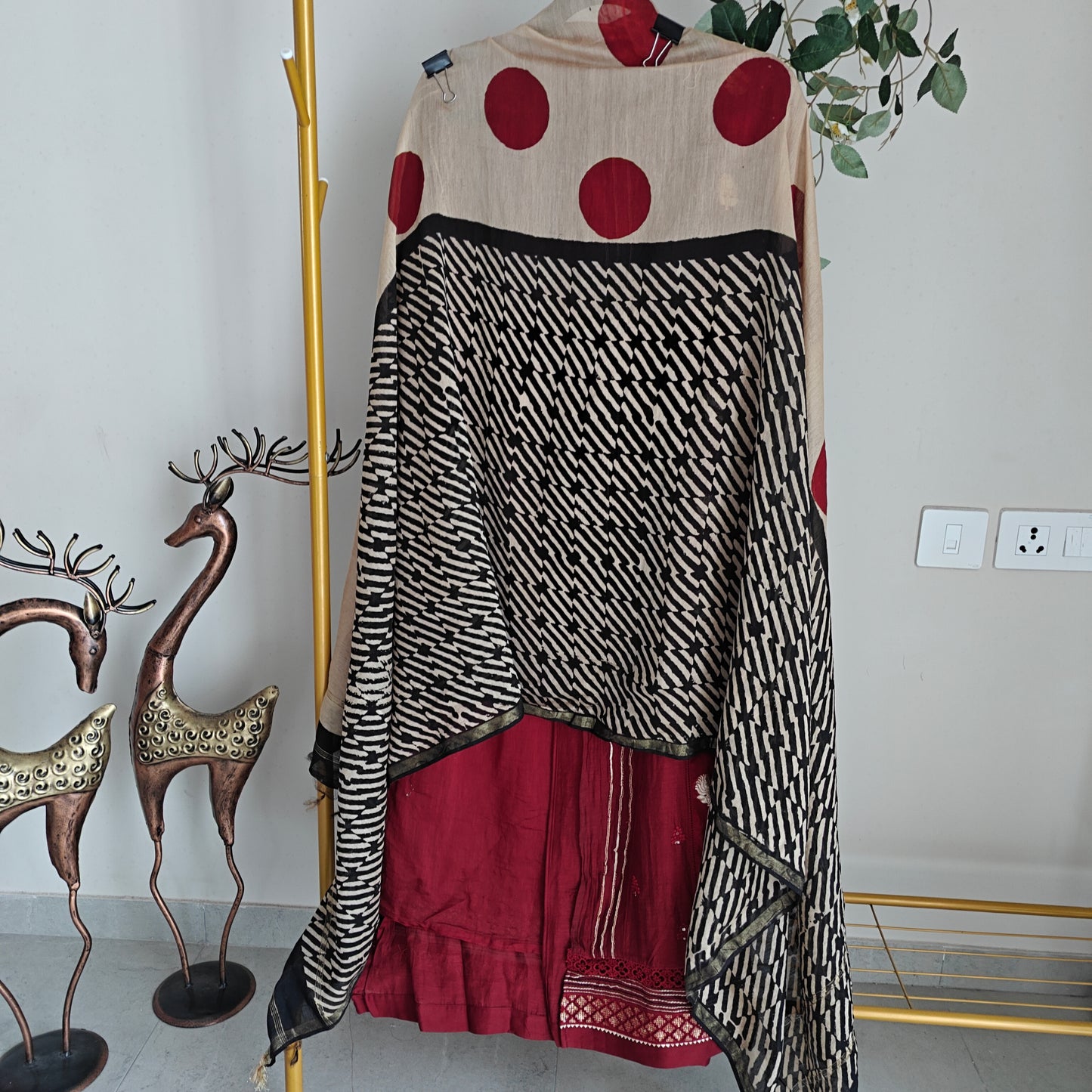 Maroon Pure Maheshwari Designer Dress material