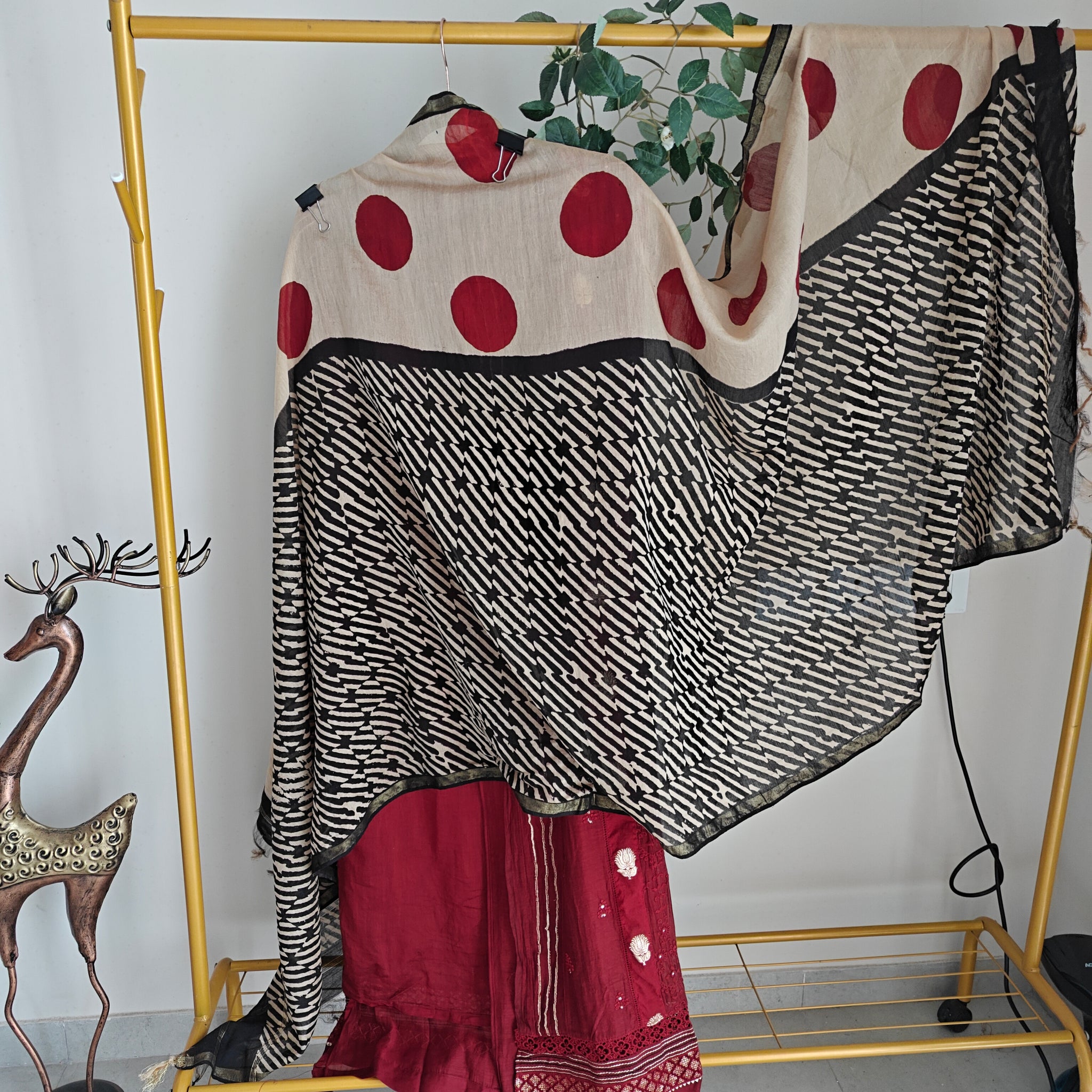 Maroon Pure Maheshwari Designer Dress material