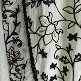 White with Black embroidery dress material with sequin detailing