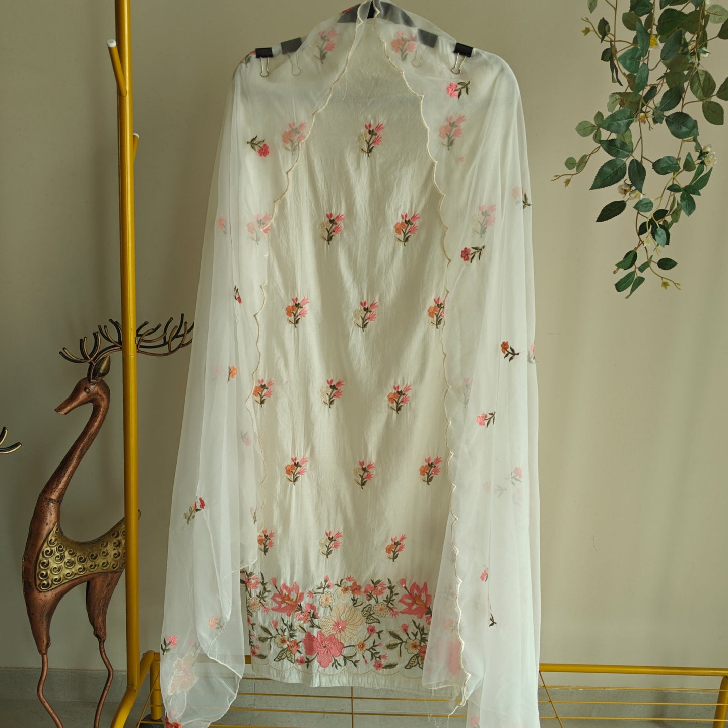 Roman Silk Dress material Multi color embroidery daman