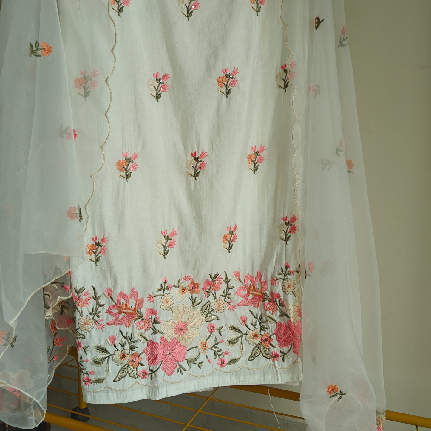 Roman Silk Dress material Multi color embroidery daman