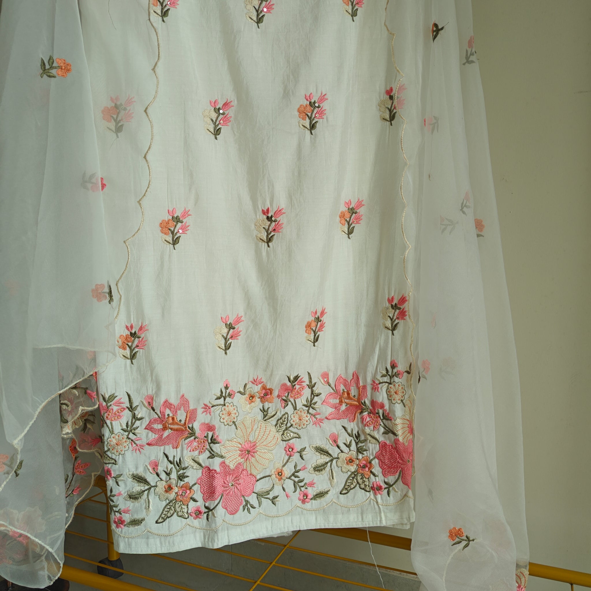 Roman Silk Dress material Multi color embroidery daman