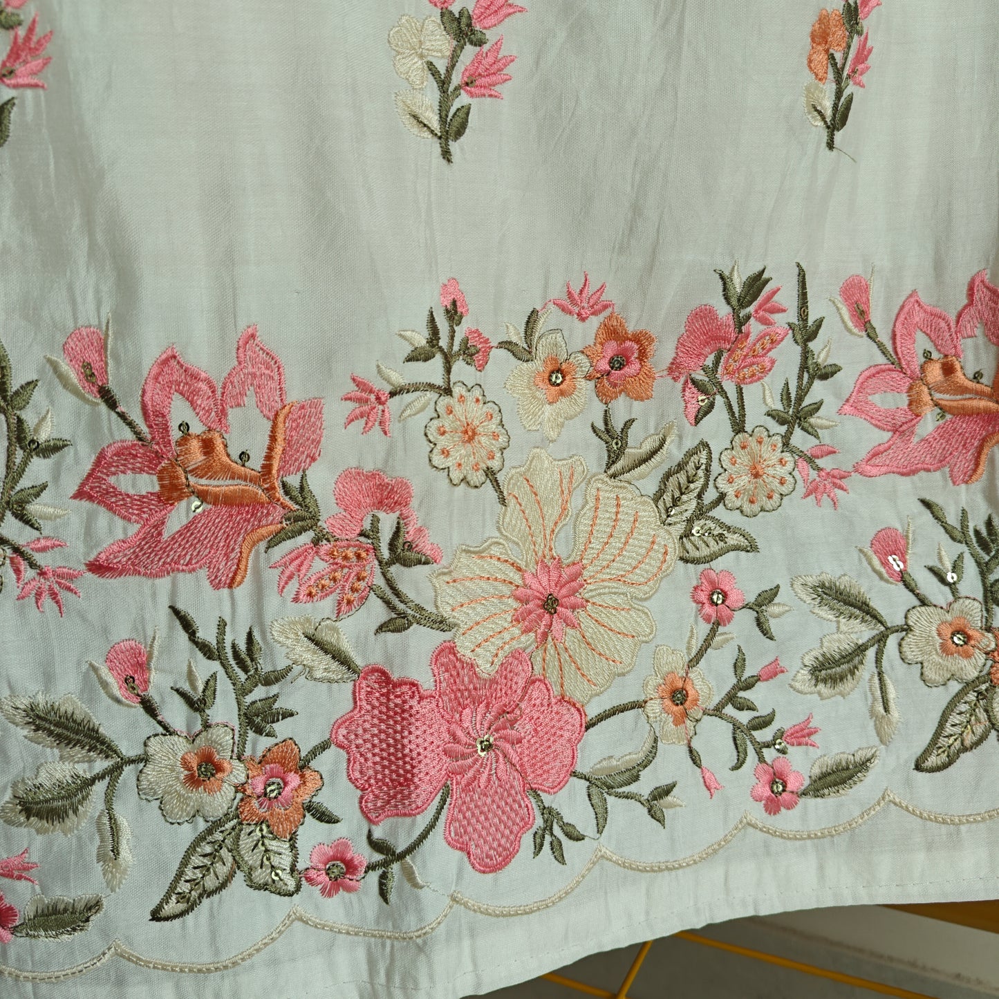 Roman Silk Dress material Multi color embroidery daman