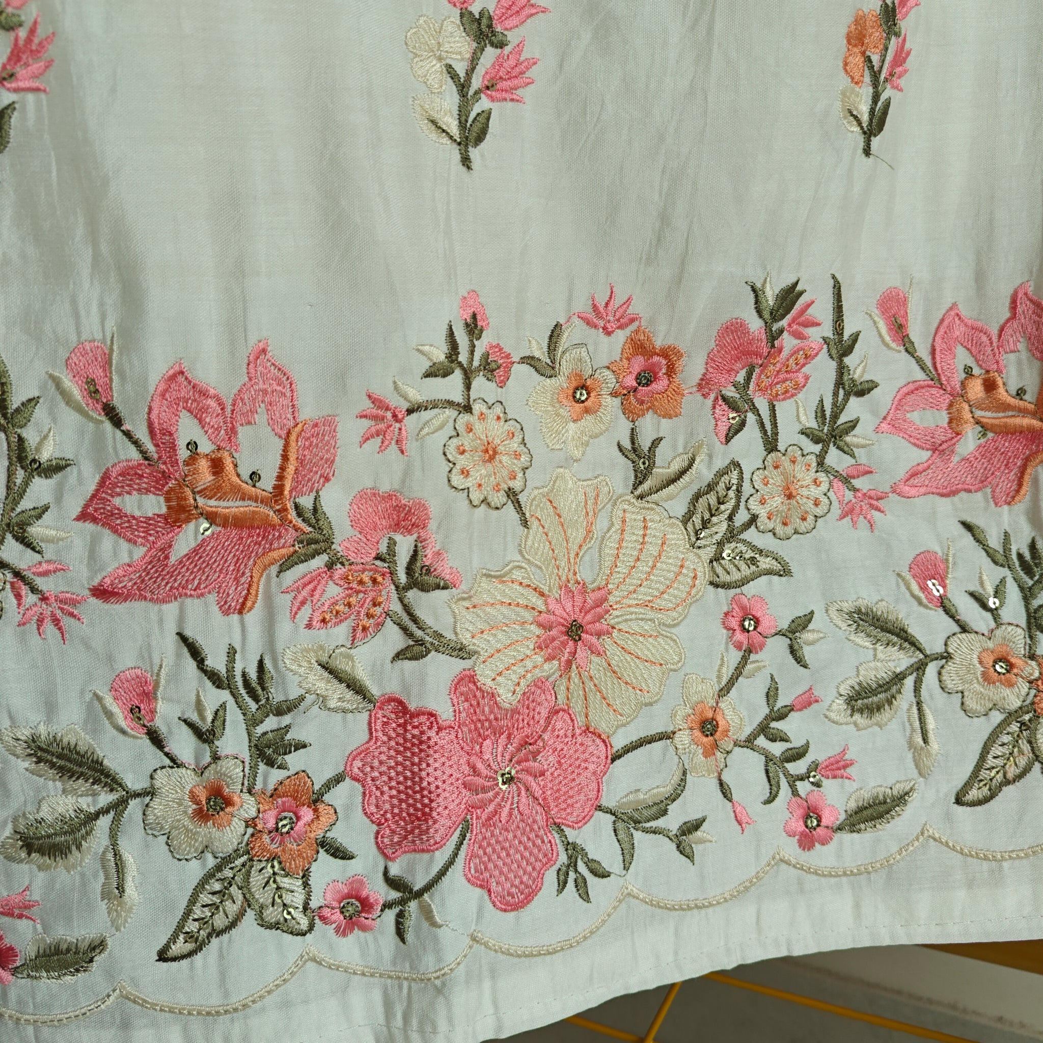 Roman Silk Dress material Multi color embroidery daman