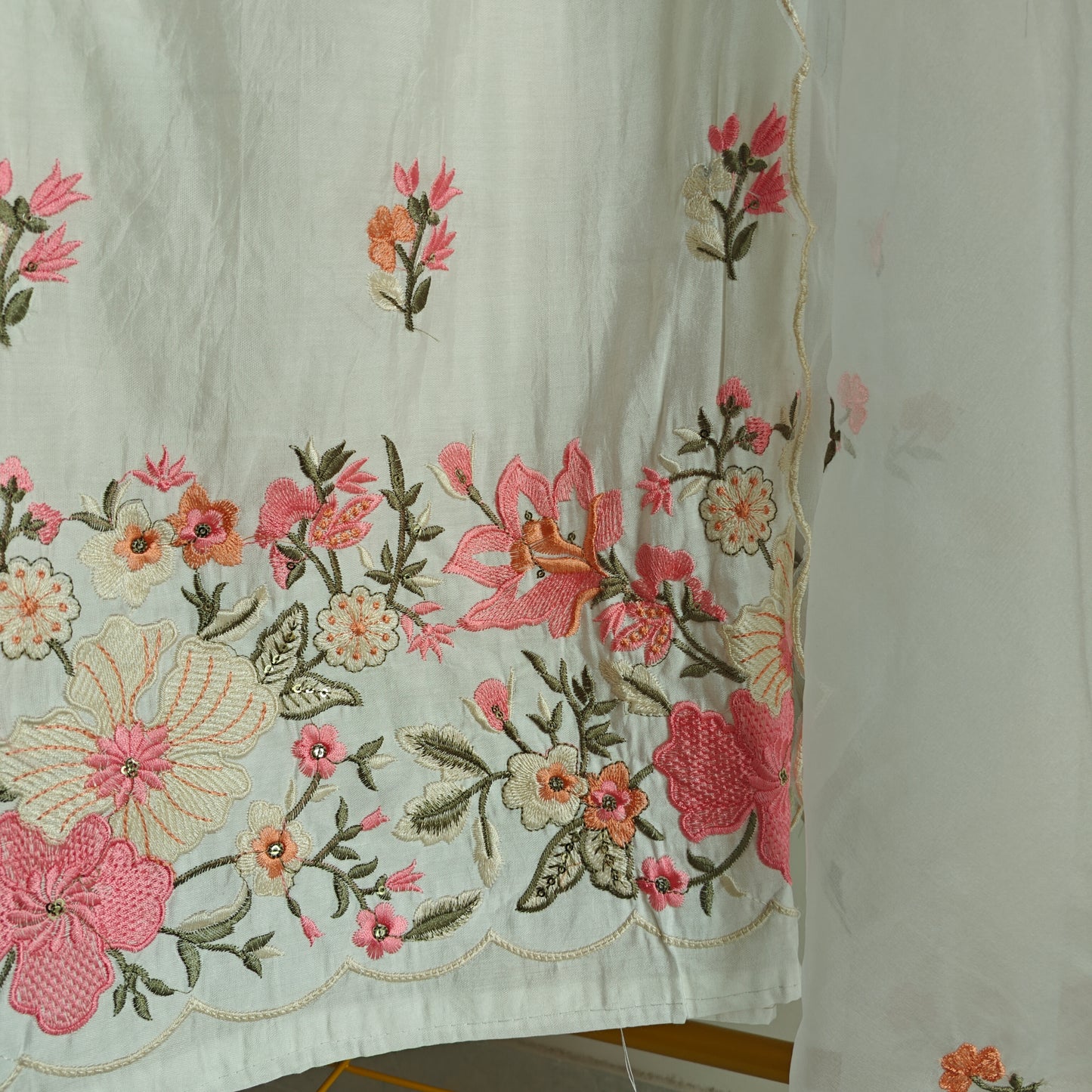 Roman Silk Dress material Multi color embroidery daman