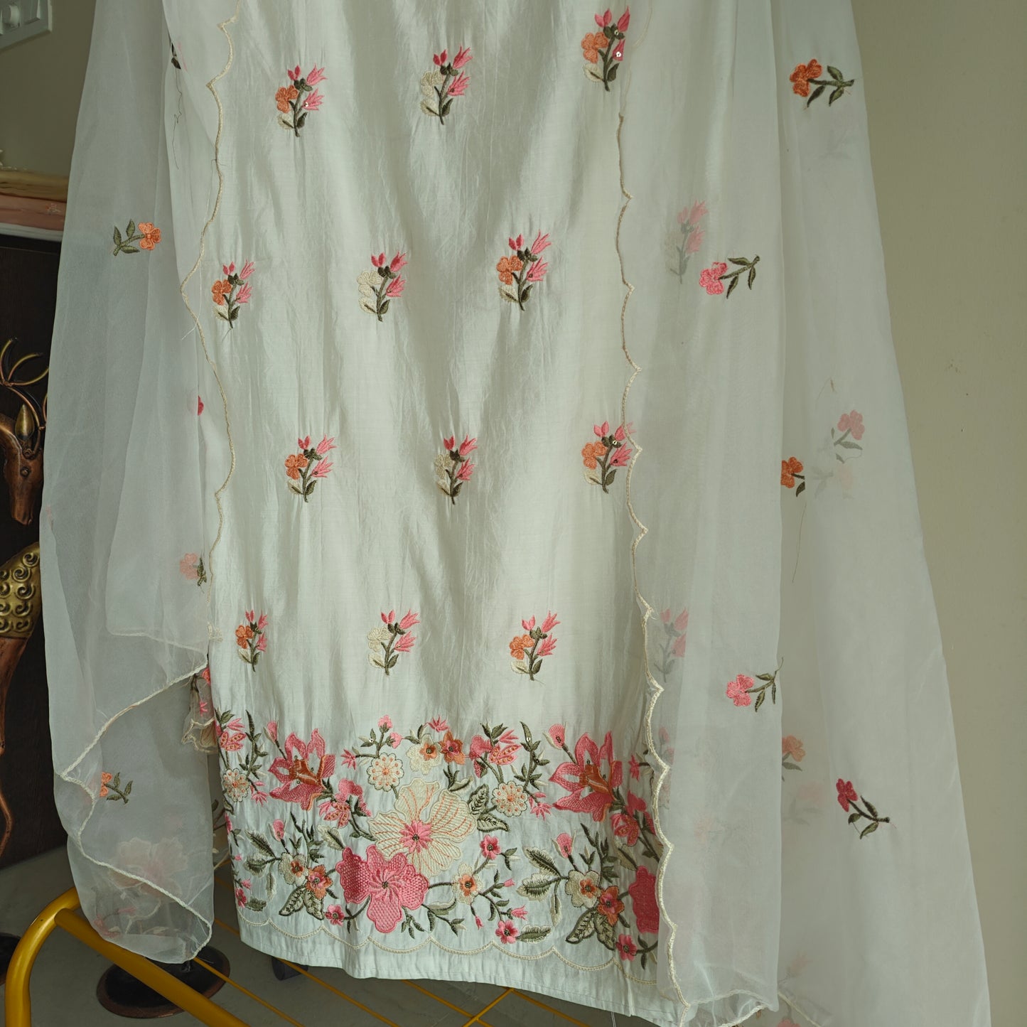 Roman Silk Dress material Multi color embroidery daman