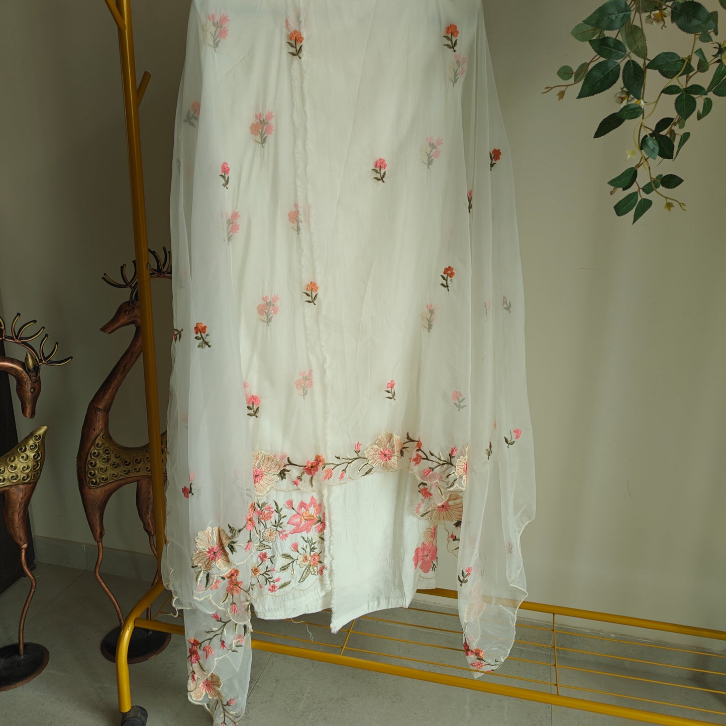 Roman Silk Dress material Multi color embroidery daman