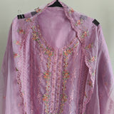 Purple Organza Embroidery Zarkan work Unstitched dress material