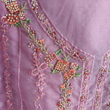 Purple Organza Embroidery Zarkan work Unstitched dress material