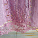 Purple Organza Embroidery Zarkan work Unstitched dress material