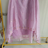 Purple Organza Embroidery Zarkan work Unstitched dress material