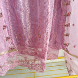 Purple Organza Embroidery Zarkan work Unstitched dress material